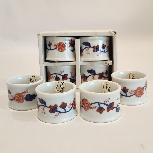 NOS Fitz & Floyd Mandarin Garden Napkin Rings Floral Set‎ Of 8 - Picture 1 of 6